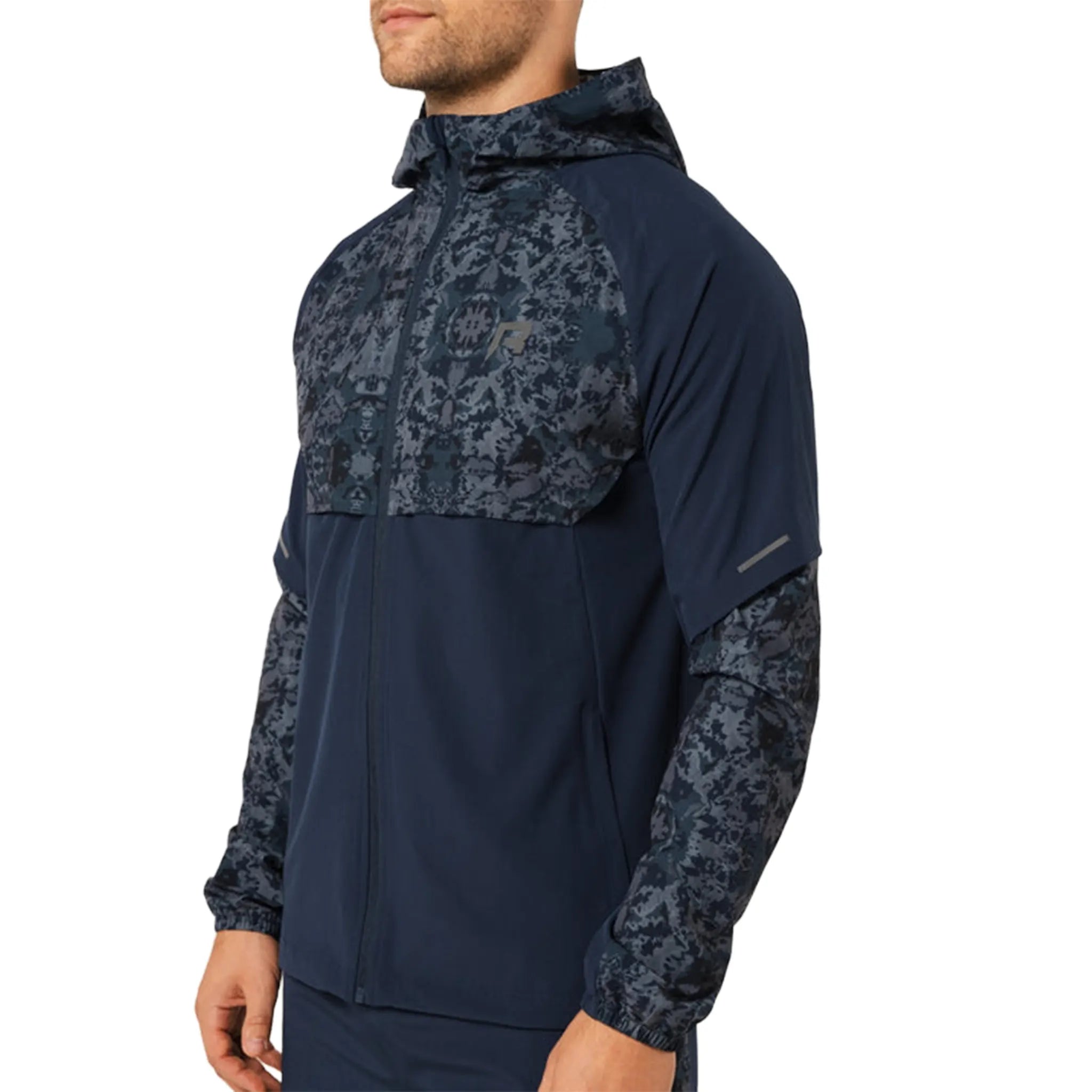 Front Side View of Reprimo Shibori Navy Windbreaker